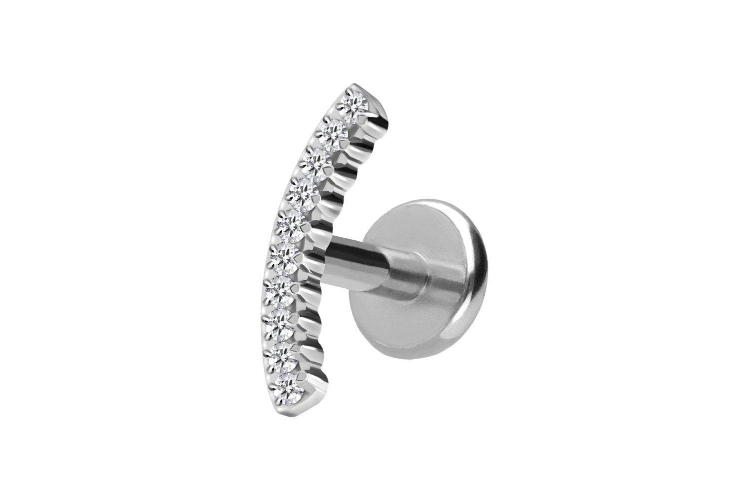 Titan Labret Piercing mit Push Fit KRISTALLBOGEN